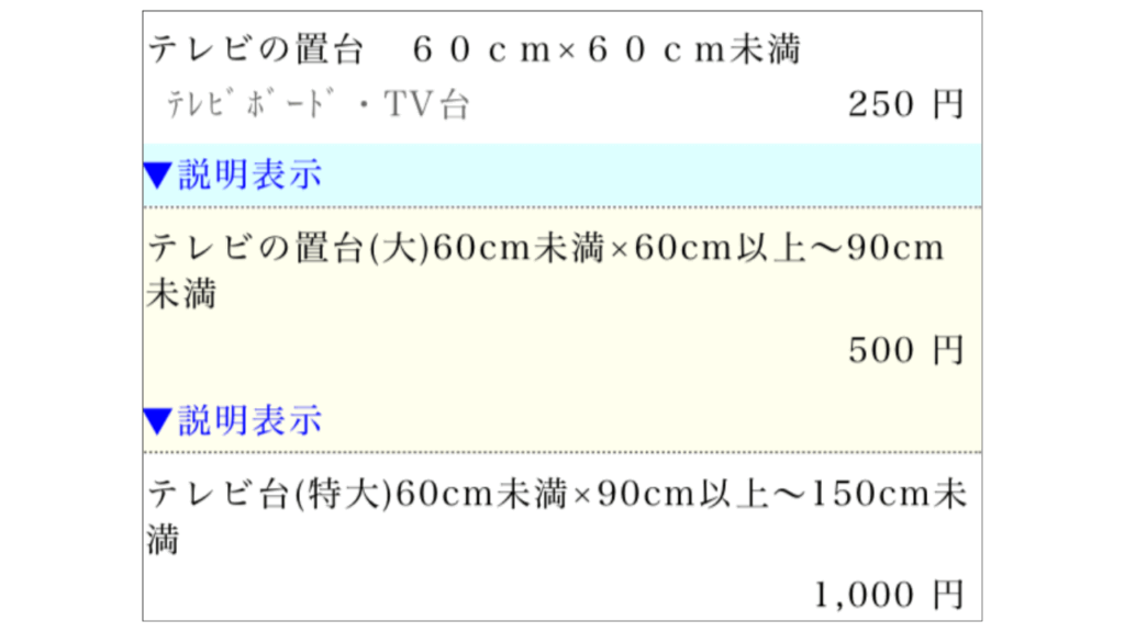 名古屋市のテレビ台処分費用