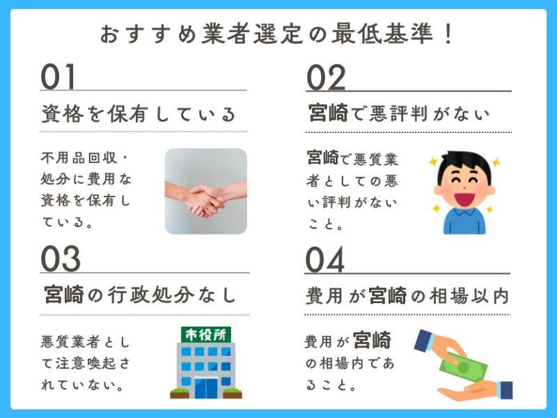 宮崎の不用品回収最低基準