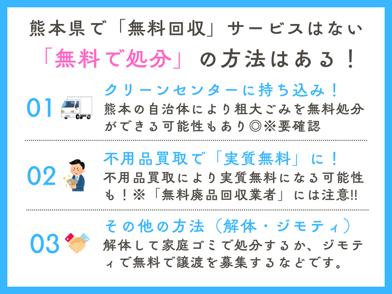 熊本で不用品無料処分の方法