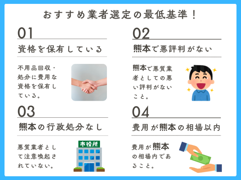 熊本の不用品回収最低基準